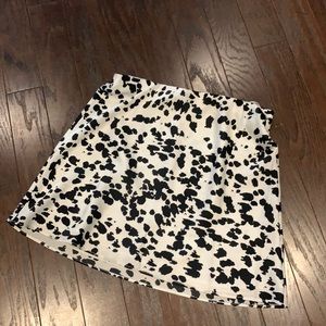 Dalmatian print white satin skirt